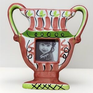 VTG 1997 Terragrafics Ceramic Picture Frame and Bud Vase Combination Colorful
